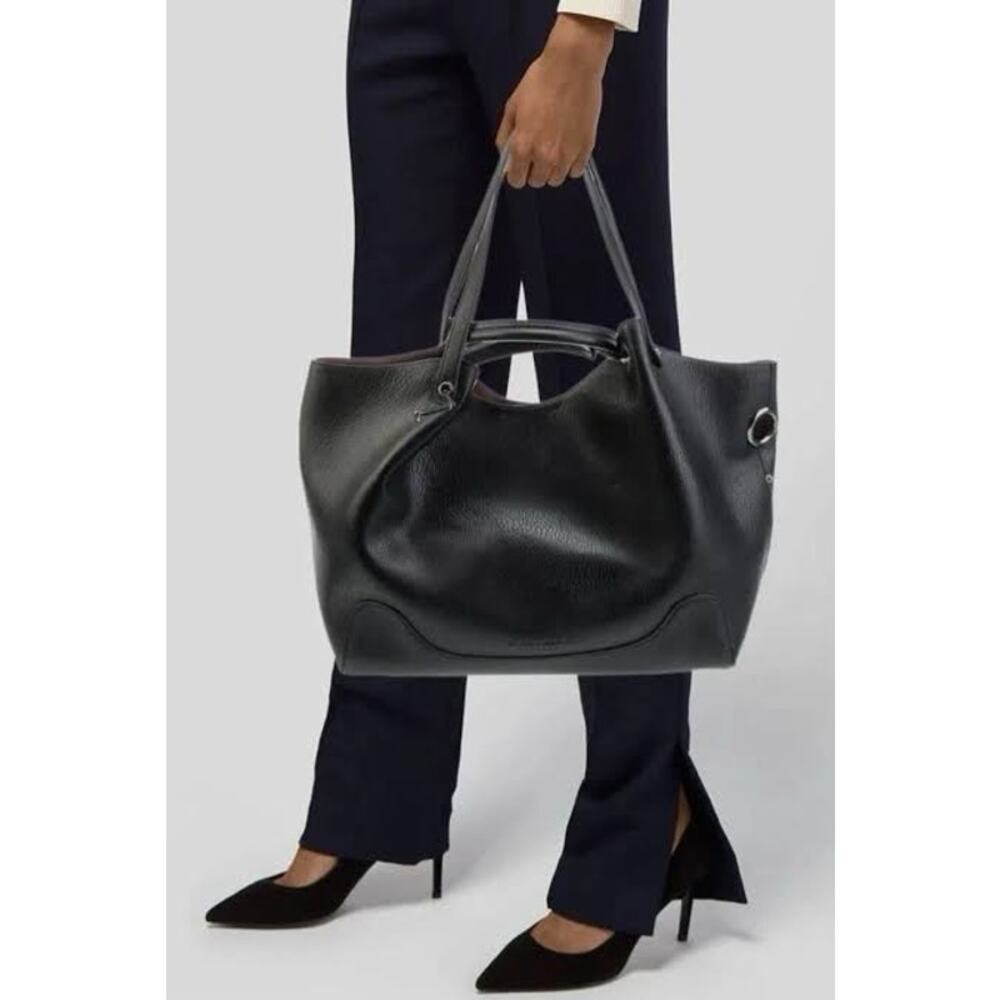 Sondra Roberts Squared Pebbled Vegan Leather Shoulder Tote Bag Black Carryall